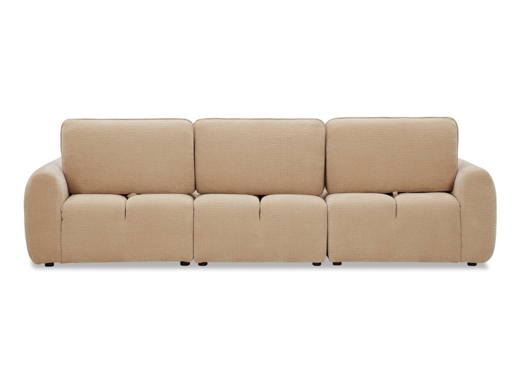 Canapé d'angle en velours tissé beige avec dossier réglable ADONIS - Angle droit