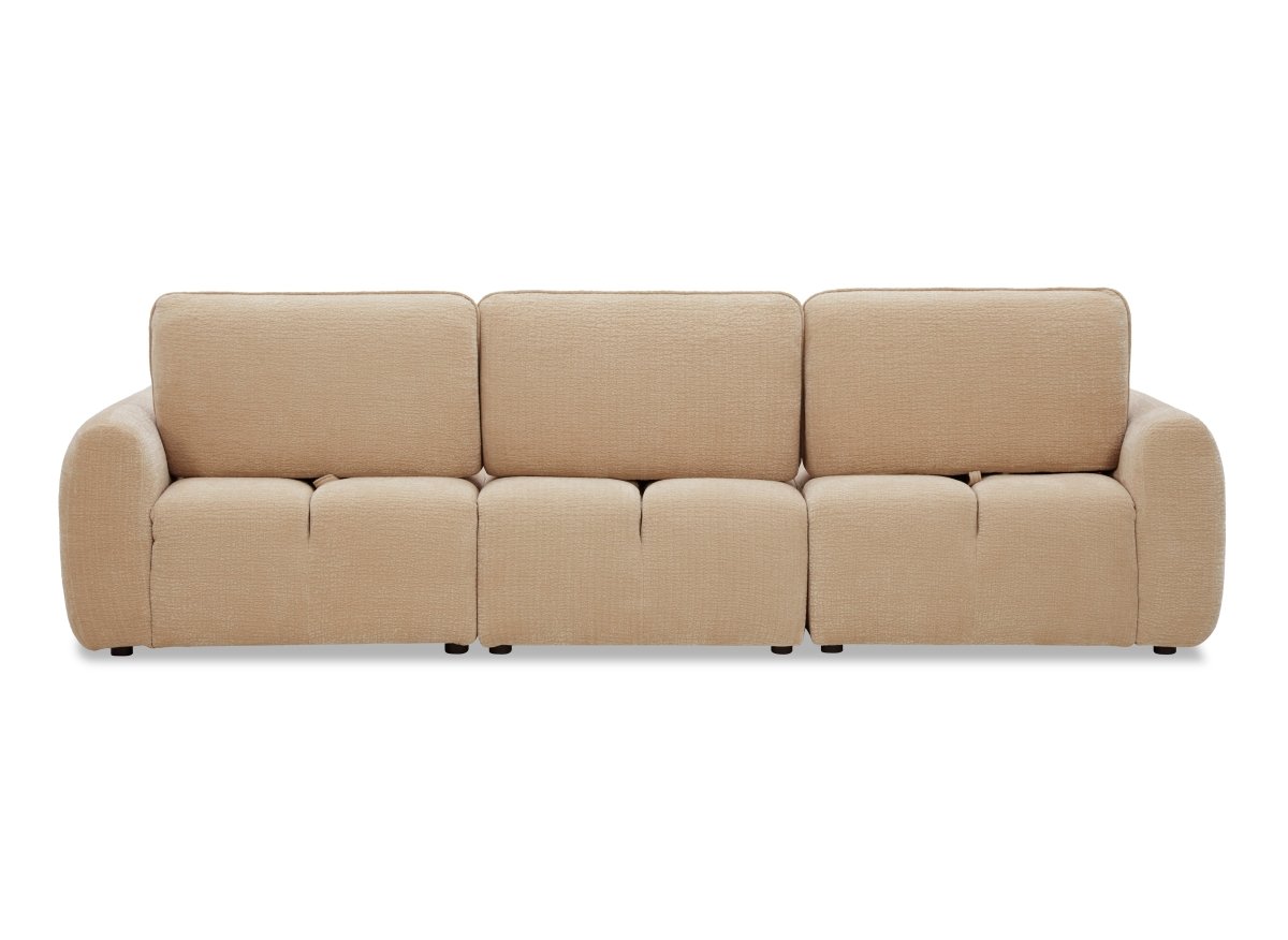 Canapé d'angle en velours tissé beige avec dossier réglable ADONIS - Angle droit