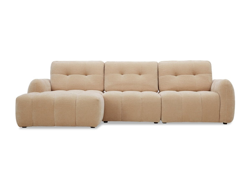 Canapé d'angle en velours tissé beige avec dossier réglable ADONIS - Angle gauche
