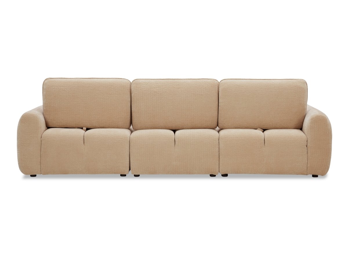 Canapé d'angle en velours tissé beige avec dossier réglable ADONIS - Angle gauche