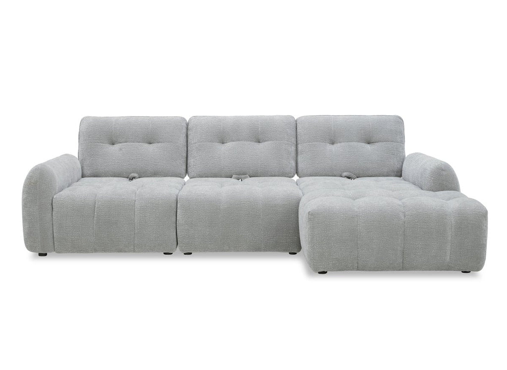 Canapé d'angle en velours tissé gris clair avec dossier réglable ADONIS - Angle droit