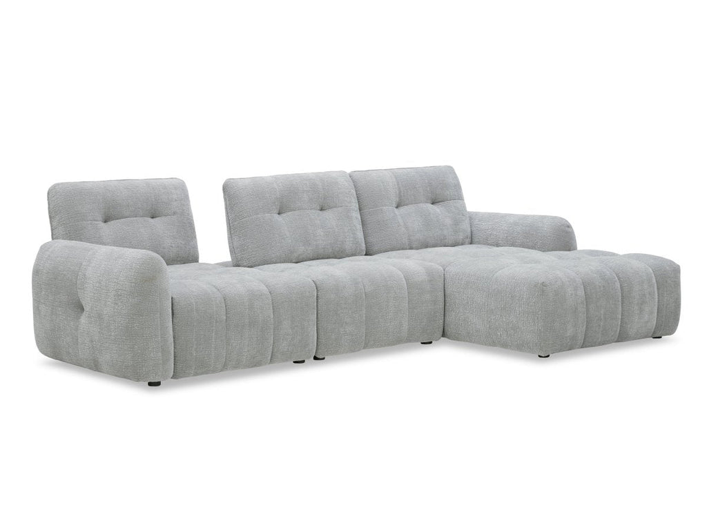 Canapé d'angle en velours tissé gris clair avec dossier réglable ADONIS - Angle droit