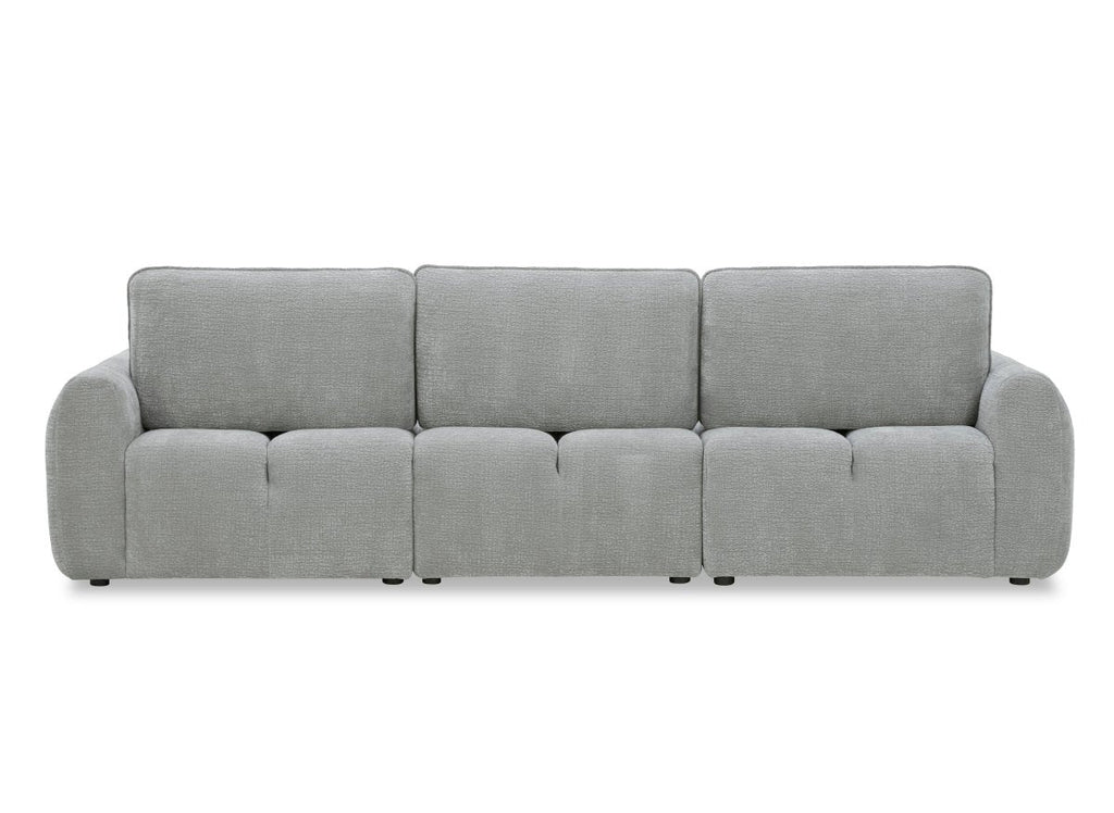 Canapé d'angle en velours tissé gris clair avec dossier réglable ADONIS - Angle droit