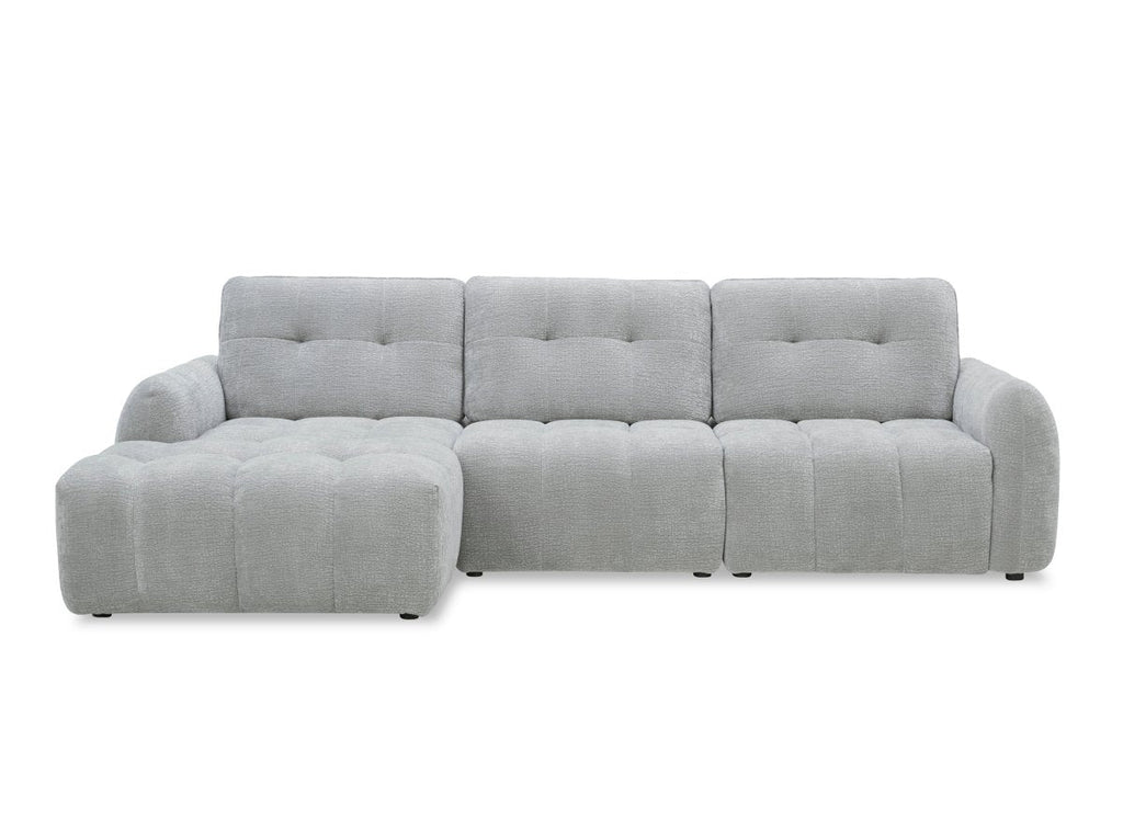 Canapé d'angle en velours tissé gris clair avec dossier réglable ADONIS - Angle gauche