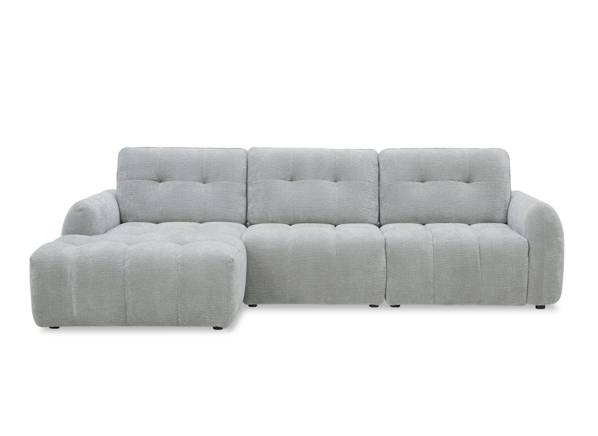 Canapé d'angle en velours tissé gris clair avec dossier réglable ADONIS - Angle gauche