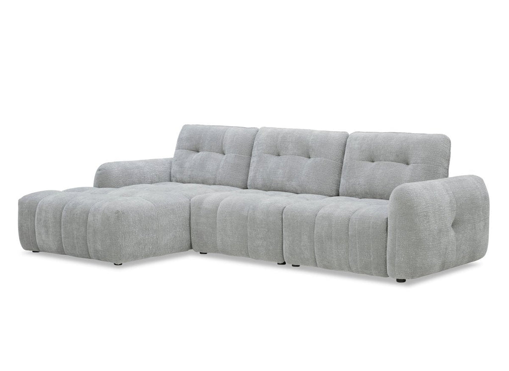 Canapé d'angle en velours tissé gris clair avec dossier réglable ADONIS - Angle gauche