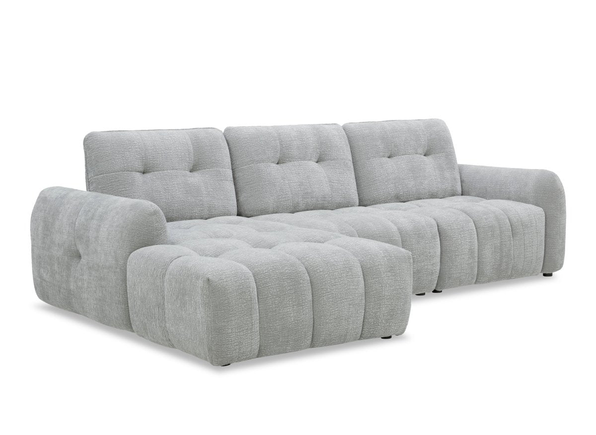 Canapé d'angle en velours tissé gris clair avec dossier réglable ADONIS - Angle gauche