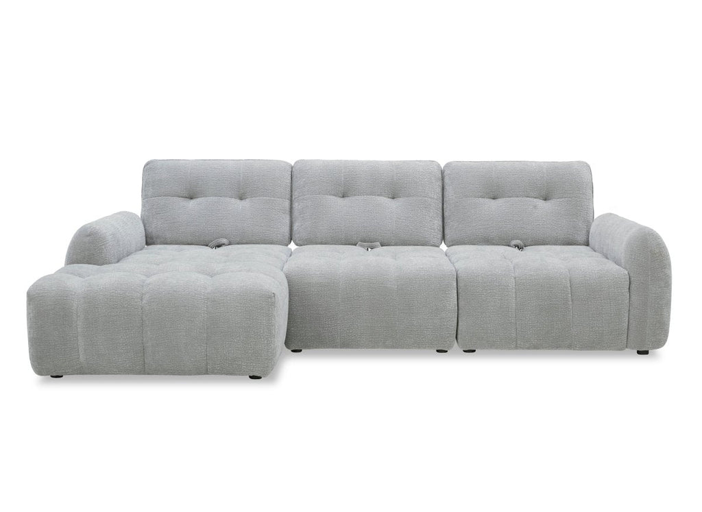 Canapé d'angle en velours tissé gris clair avec dossier réglable ADONIS - Angle gauche