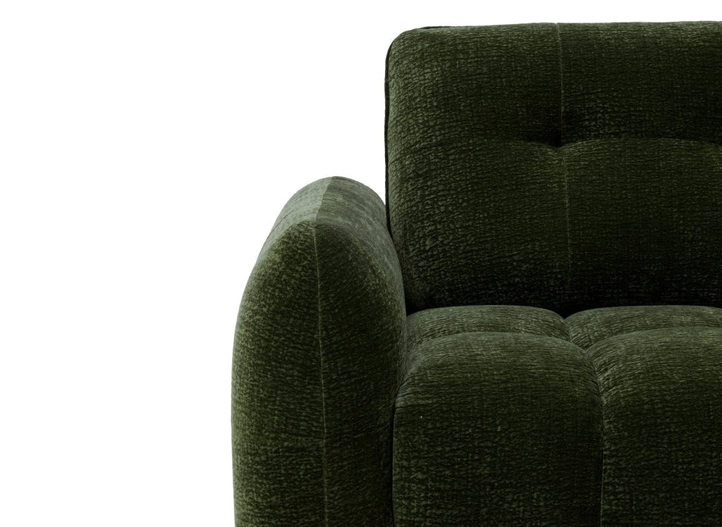 Canapé d'angle en velours tissé vert olive avec dossier réglable ADONIS - Angle droit