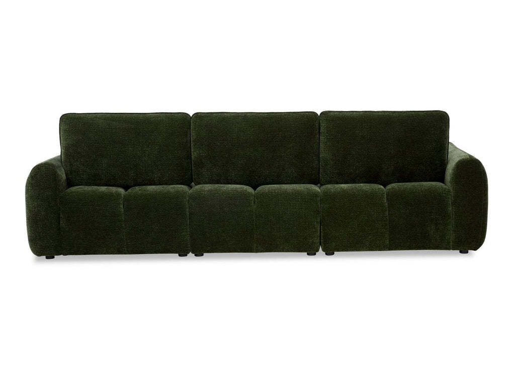 Canapé d'angle en velours tissé vert olive avec dossier réglable ADONIS - Angle droit