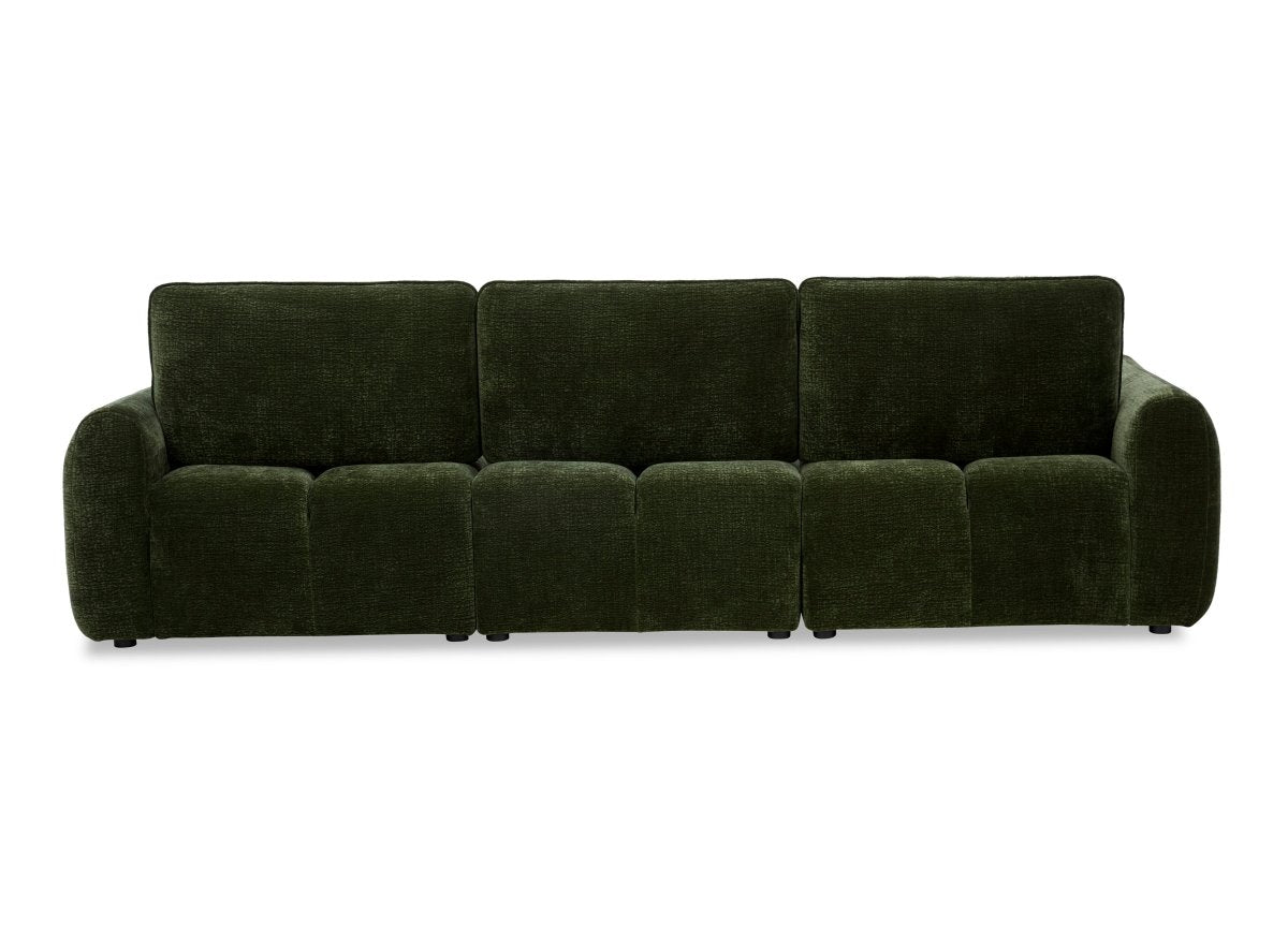 Canapé d'angle en velours tissé vert olive avec dossier réglable ADONIS - Angle droit