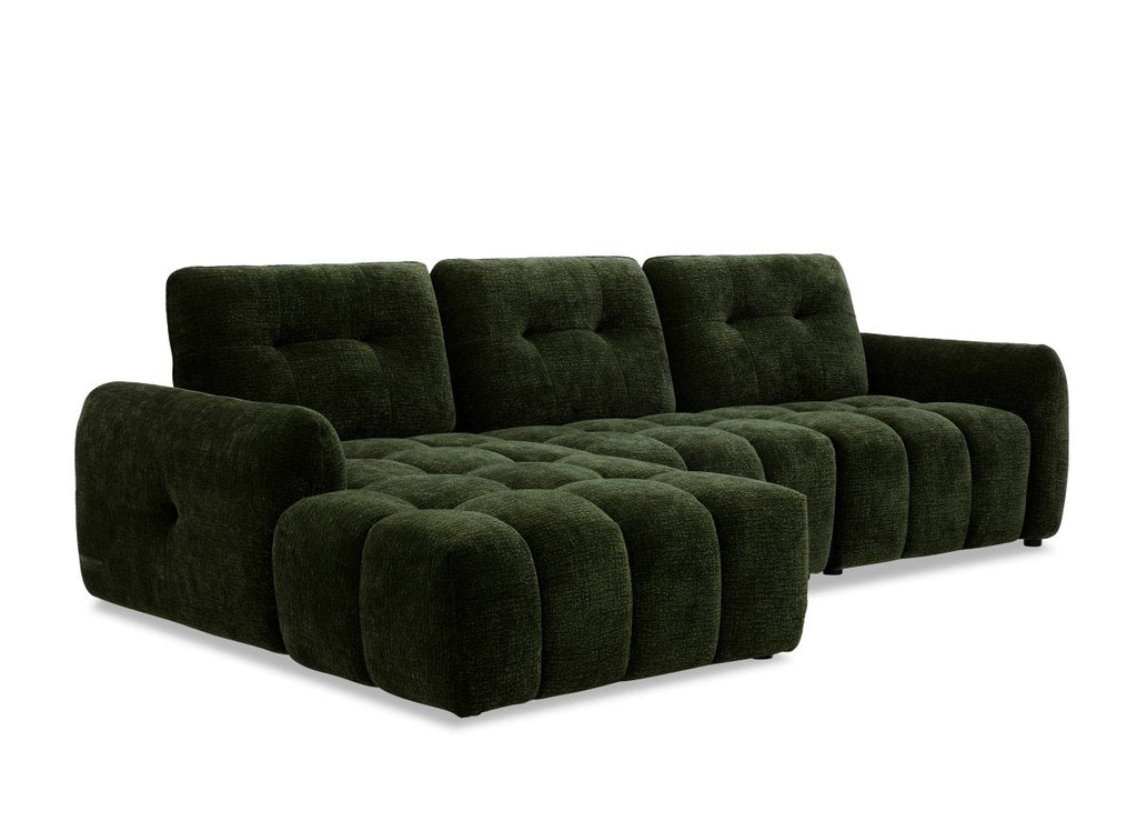 Canapé d'angle en velours tissé vert olive avec dossier réglable ADONIS - Angle gauche