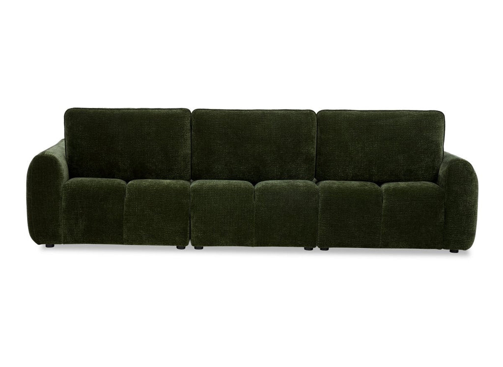 Canapé d'angle en velours tissé vert olive avec dossier réglable ADONIS - Angle gauche