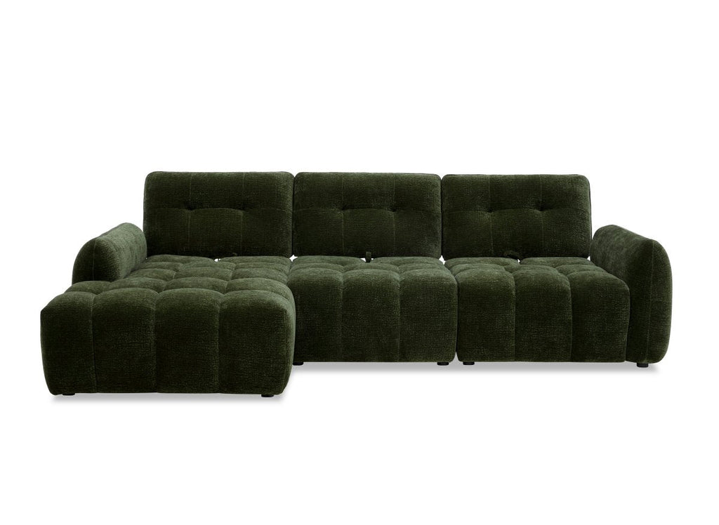 Canapé d'angle en velours tissé vert olive avec dossier réglable ADONIS - Angle gauche