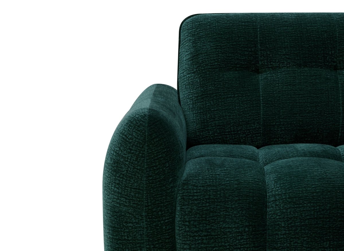 Canapé d'angle en velours tissé vert sapin avec dossier réglable ADONIS - Angle droit
