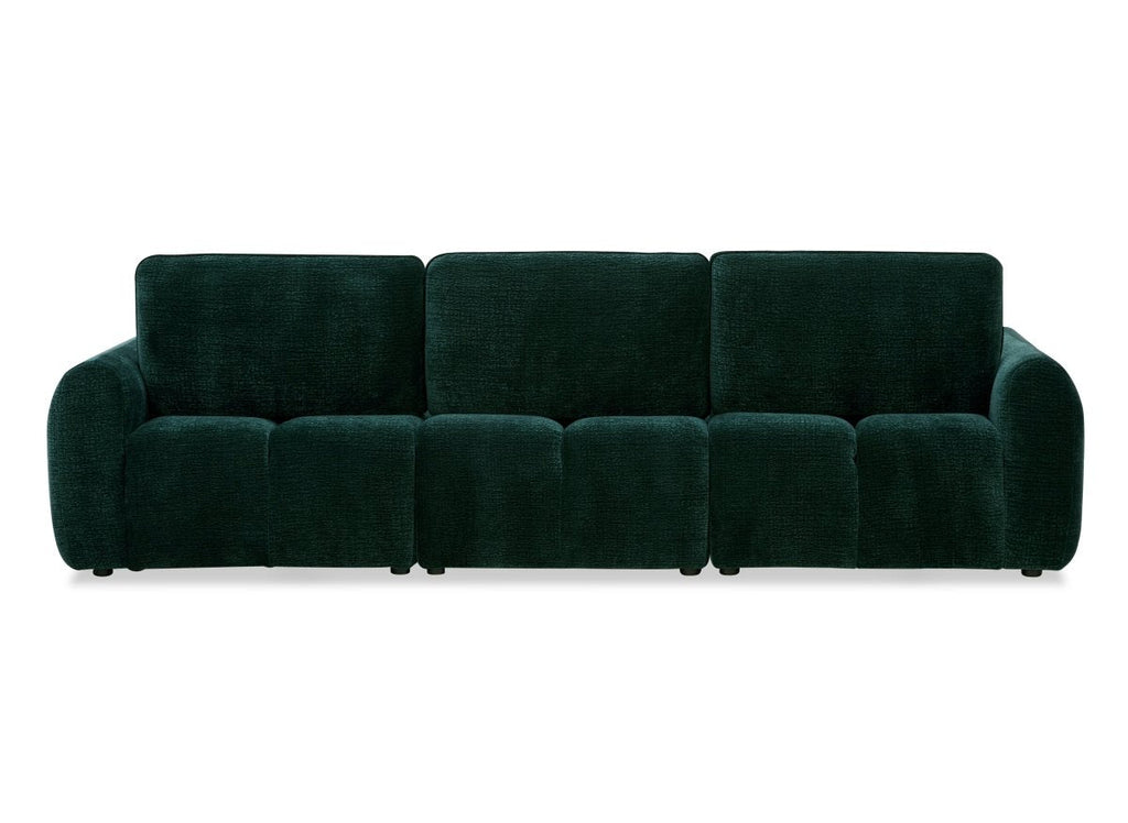 Canapé d'angle en velours tissé vert sapin avec dossier réglable ADONIS - Angle droit