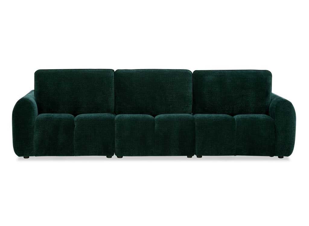 Canapé d'angle en velours tissé vert sapin avec dossier réglable ADONIS - Angle gauche