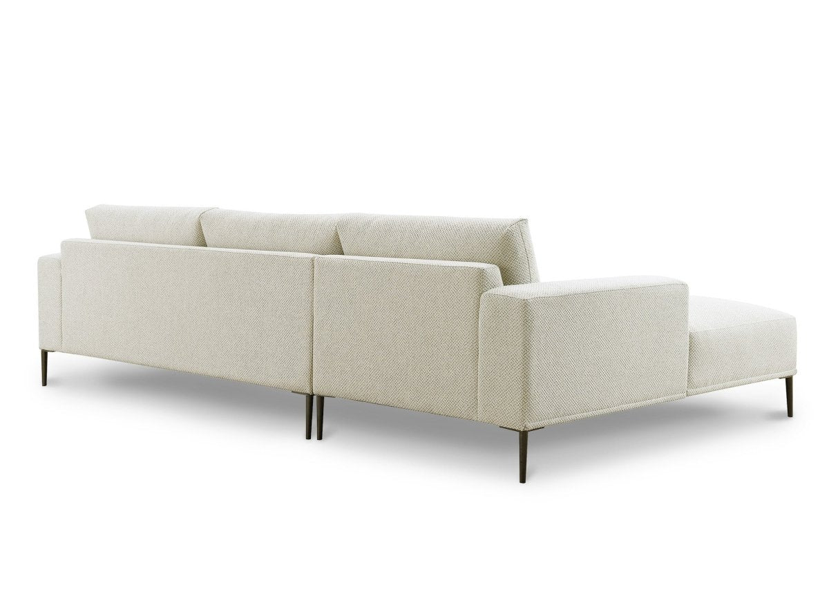 Canapé d'angle fixe avec méridienne en tissu beige ARNOLD - Angle Gauche
