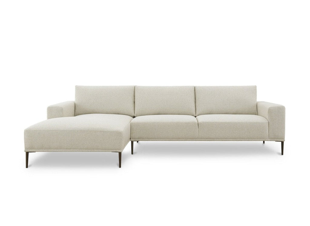 Canapé d'angle fixe avec méridienne en tissu beige ARNOLD - Angle Gauche