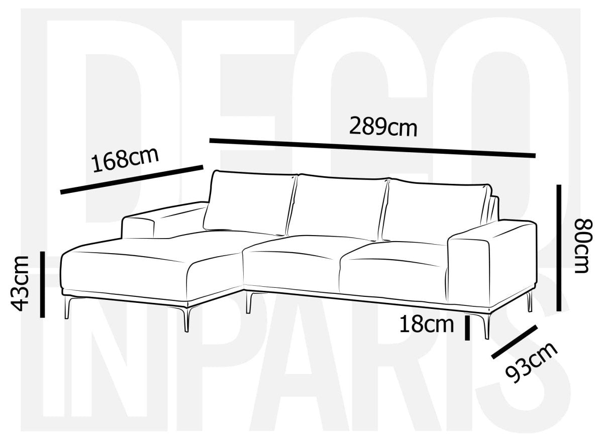 Canapé d'angle fixe avec méridienne en tissu beige ARNOLD - Angle Gauche