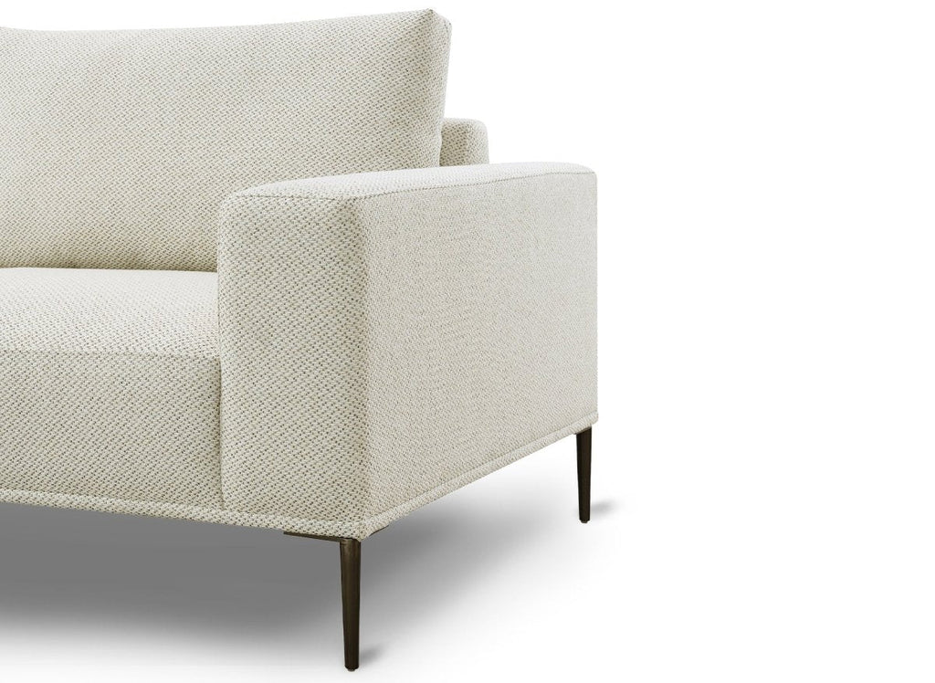 Canapé d'angle fixe avec méridienne en tissu beige ARNOLD - Angle Gauche