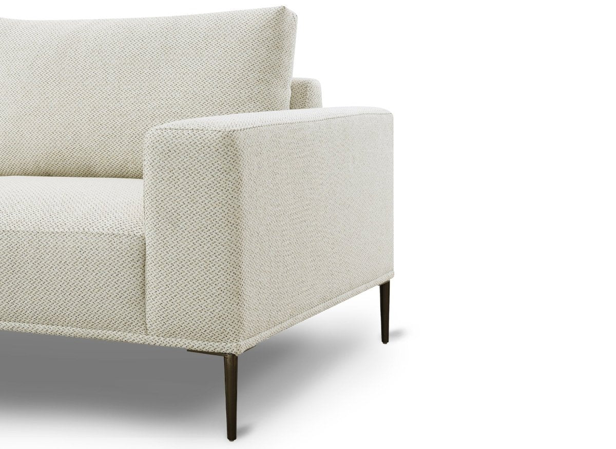Canapé d'angle fixe avec méridienne en tissu beige ARNOLD - Angle Gauche
