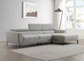 Canapé d'angle fixe avec méridienne en tissu gris clair KALISTA - Angle Droit