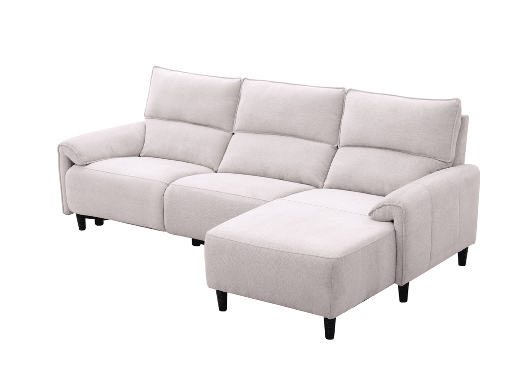 Canapé d’angle relax électrique en tissu beige LUDMILA - Angle droit