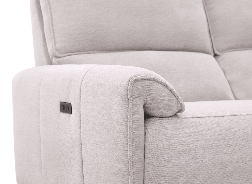 Canapé d’angle relax électrique en tissu beige LUDMILA - Angle droit
