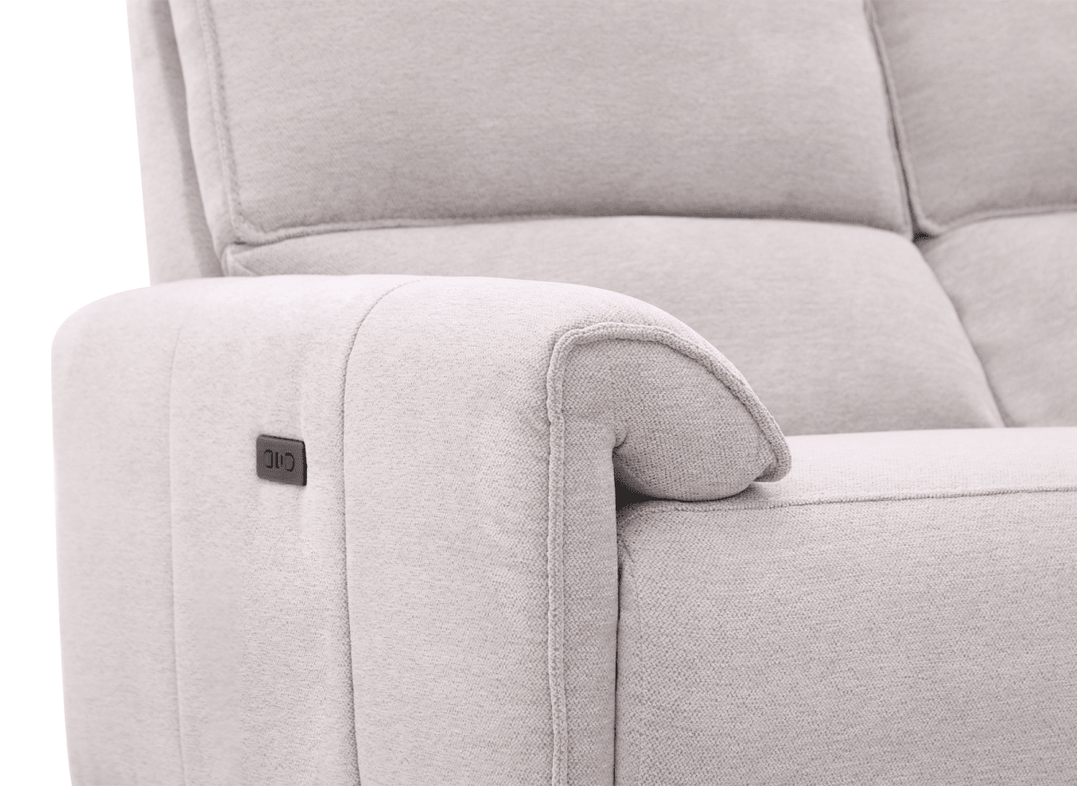 Canapé d’angle relax électrique en tissu beige LUDMILA - Angle droit