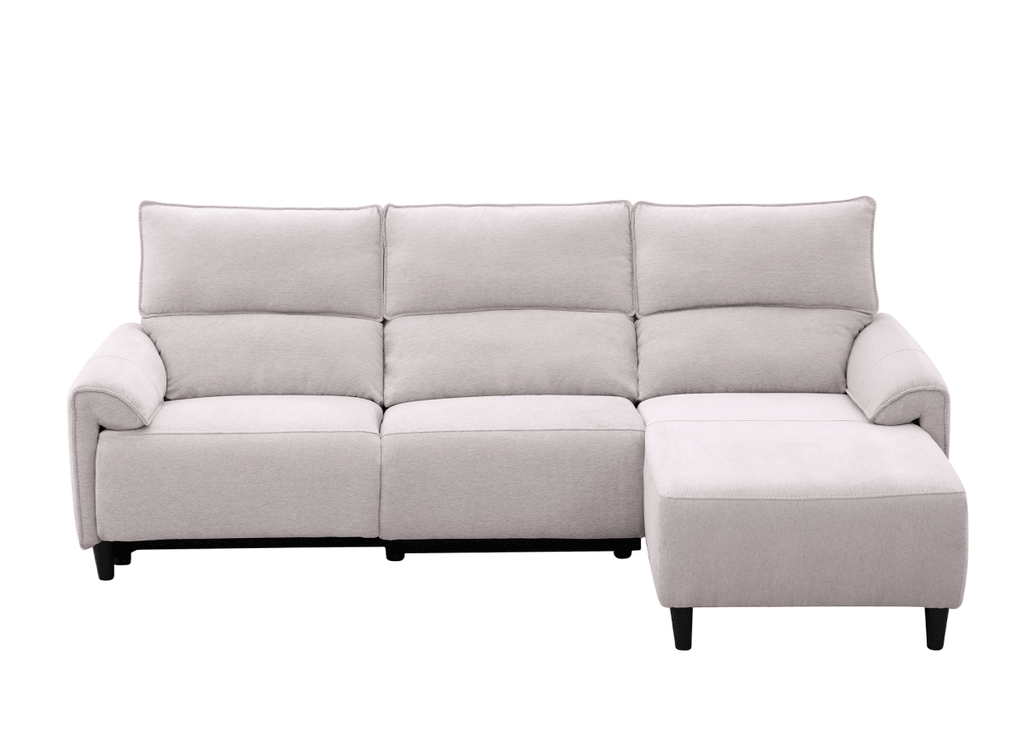 Canapé d’angle relax électrique en tissu beige LUDMILA - Angle droit