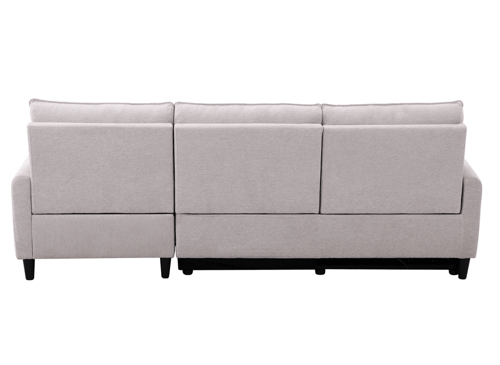 Canapé d’angle relax électrique en tissu beige LUDMILA - Angle droit