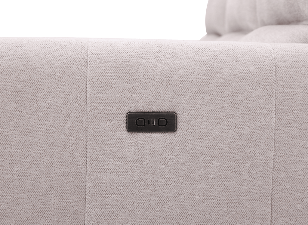 Canapé d’angle relax électrique en tissu beige LUDMILA - Angle gauche