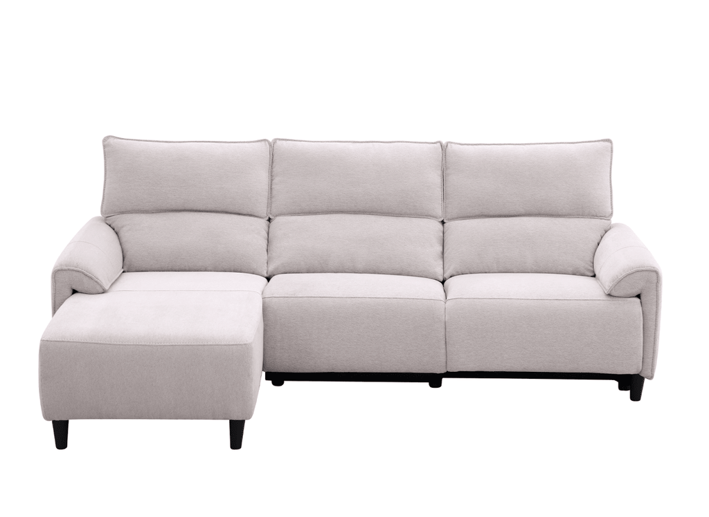 Canapé d’angle relax électrique en tissu beige LUDMILA - Angle gauche
