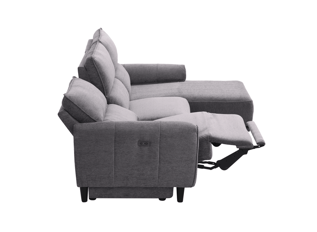 Canapé d’angle relax électrique en tissu gris foncé LUDMILA - Angle droit