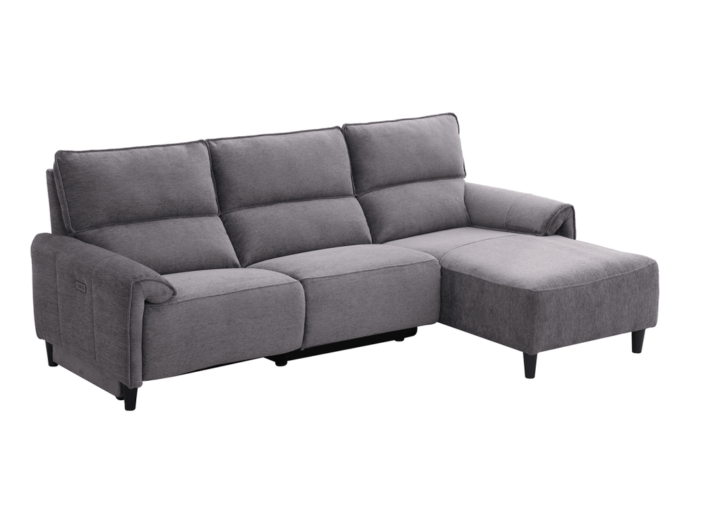 Canapé d’angle relax électrique en tissu gris foncé LUDMILA - Angle droit
