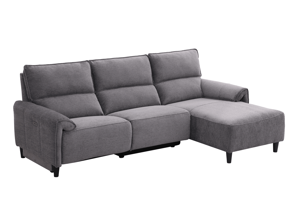 Canapé d’angle relax électrique en tissu gris foncé LUDMILA - Angle droit