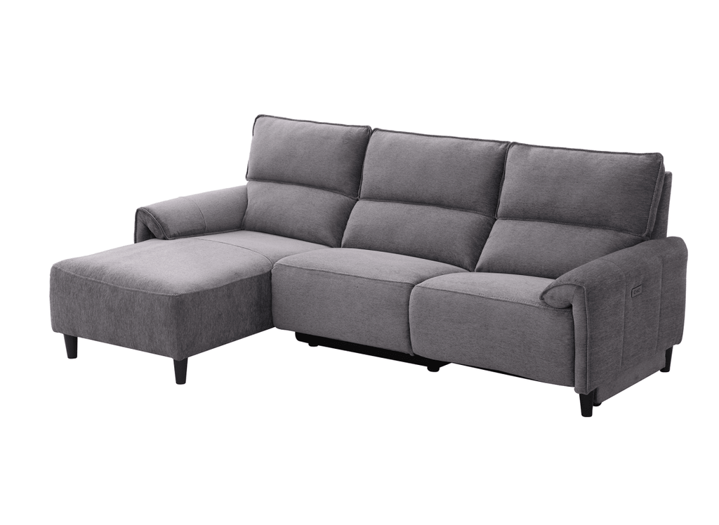 Canapé d’angle relax électrique en tissu gris foncé LUDMILA - Angle gauche