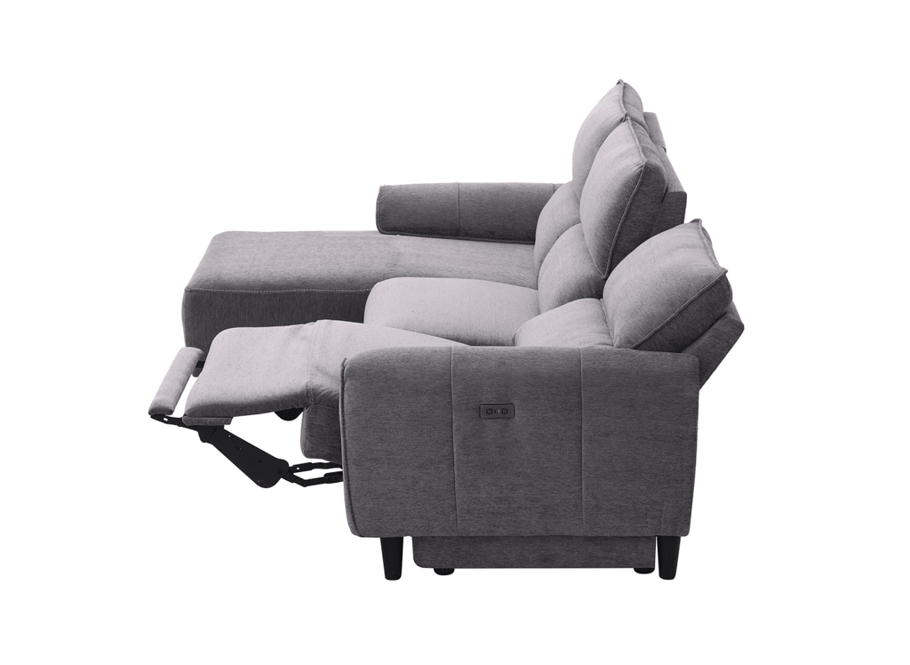 Canapé d’angle relax électrique en tissu gris foncé LUDMILA - Angle gauche