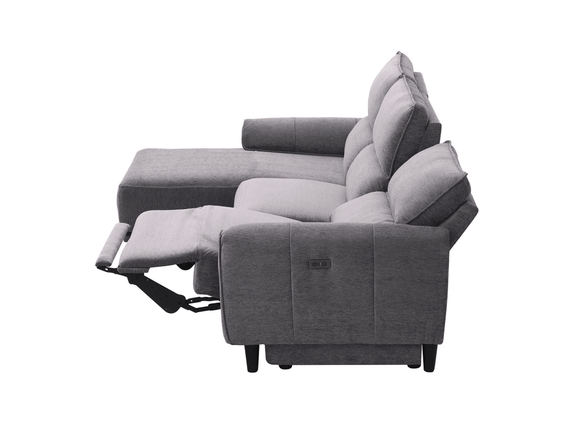 Canapé d’angle relax électrique en tissu gris foncé LUDMILA - Angle gauche
