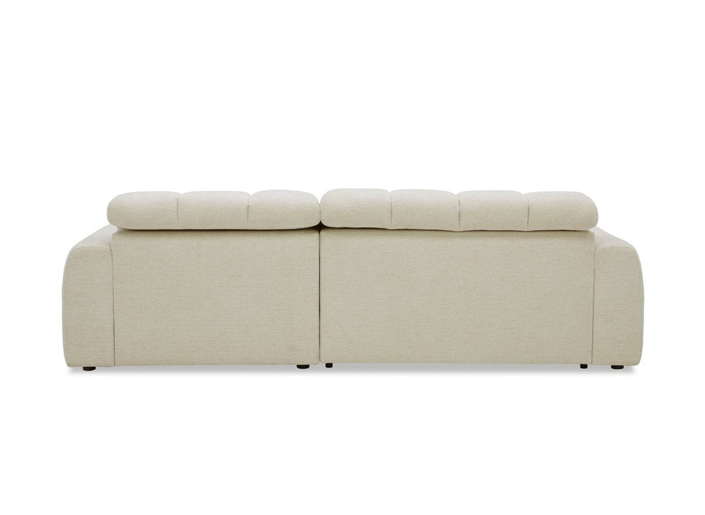 Canapé d'angle relax électrique en velours chiné beige DANIA -Angle droit