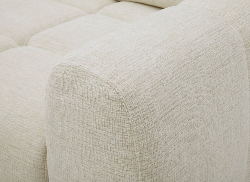 Canapé d'angle relax électrique en velours chiné beige DANIA -Angle gauche