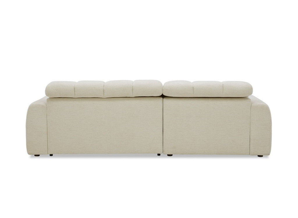 Canapé d'angle relax électrique en velours chiné beige DANIA -Angle gauche