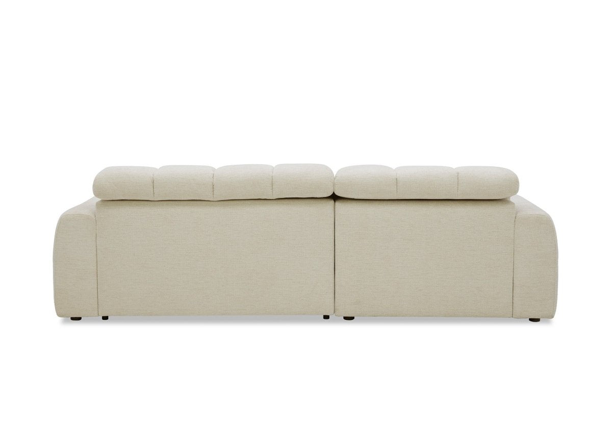 Canapé d'angle relax électrique en velours chiné beige DANIA -Angle gauche