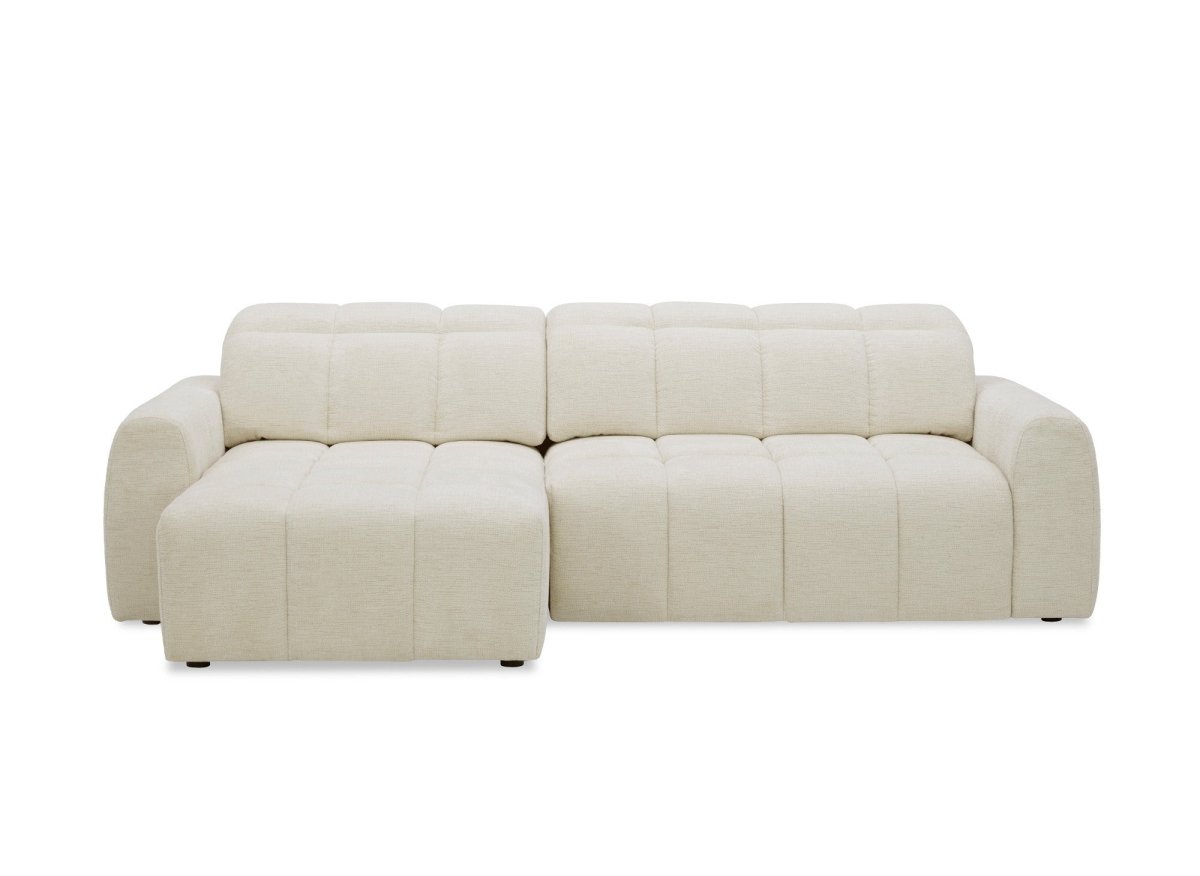 Canapé d'angle relax électrique en velours chiné beige DANIA -Angle gauche