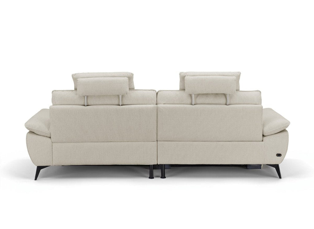 Canapé d’angle relax électrique en velours chiné beige LYANA - Angle droit