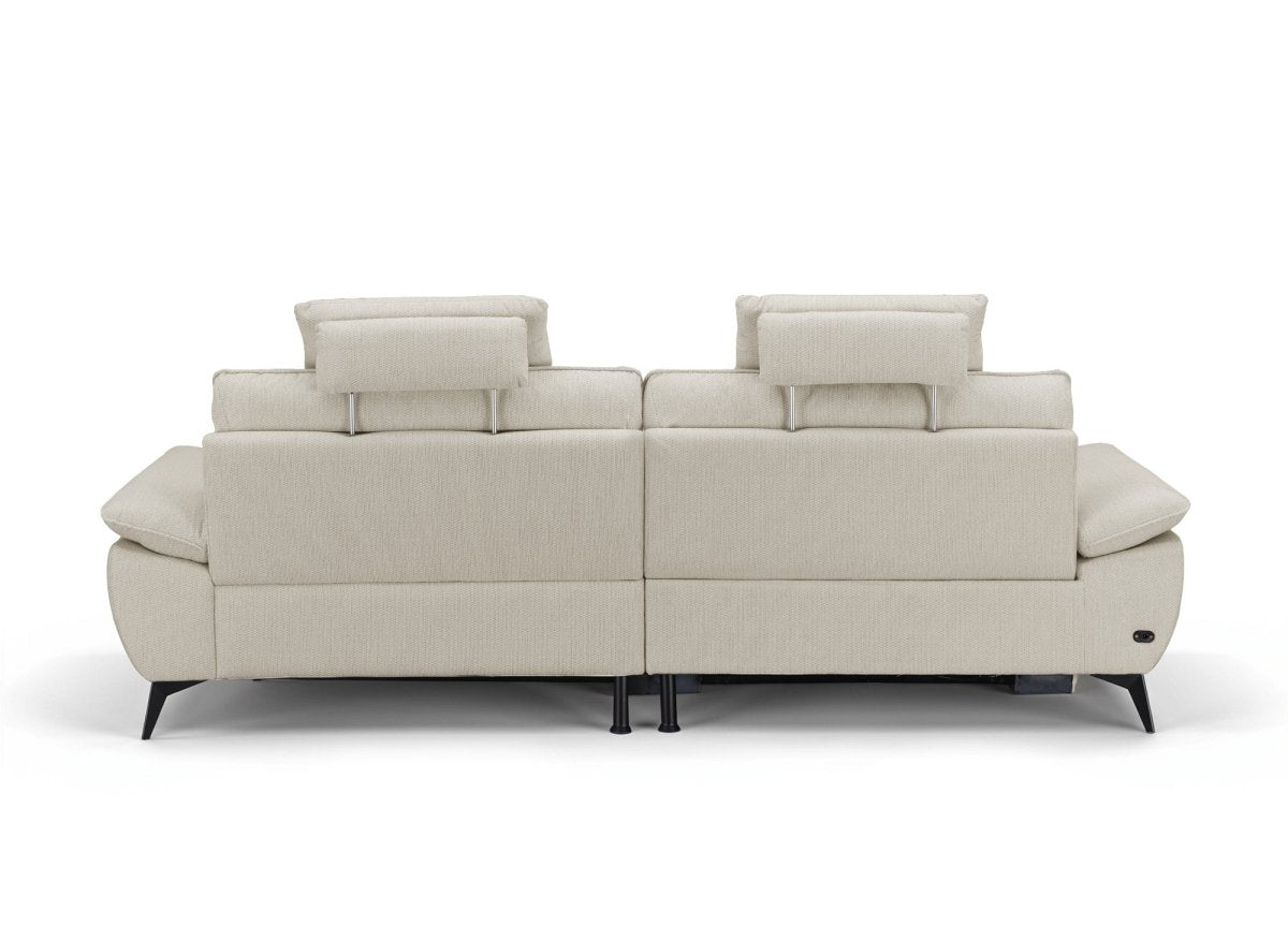 Canapé d’angle relax électrique en velours chiné beige LYANA - Angle droit