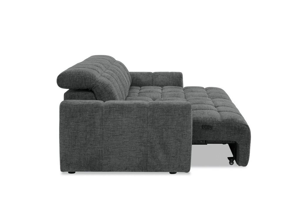 Canapé d'angle relax électrique en velours chiné gris DANIA -Angle droit