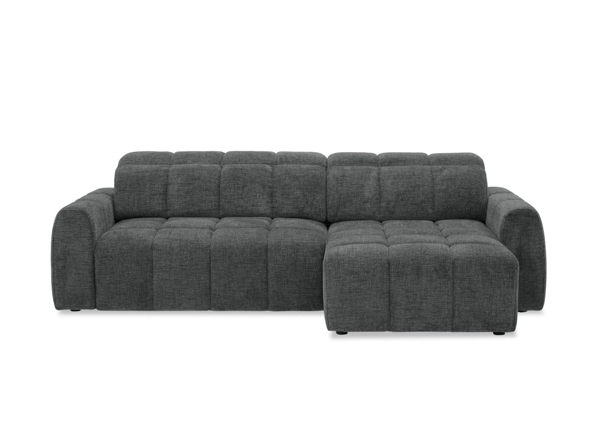 Canapé d'angle relax électrique en velours chiné gris DANIA -Angle droit
