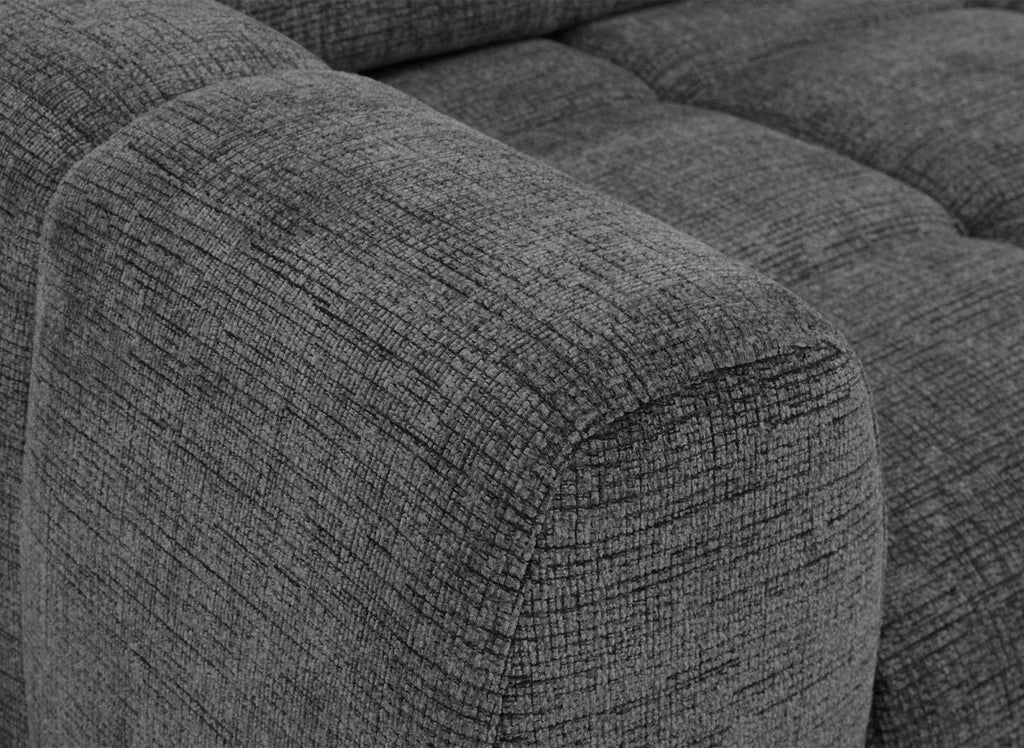Canapé d'angle relax électrique en velours chiné gris DANIA -Angle droit